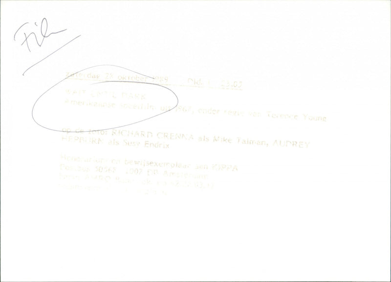 Richard Crenna and Audrey Hepburn - Wait Until Dark - Vintage Photograph