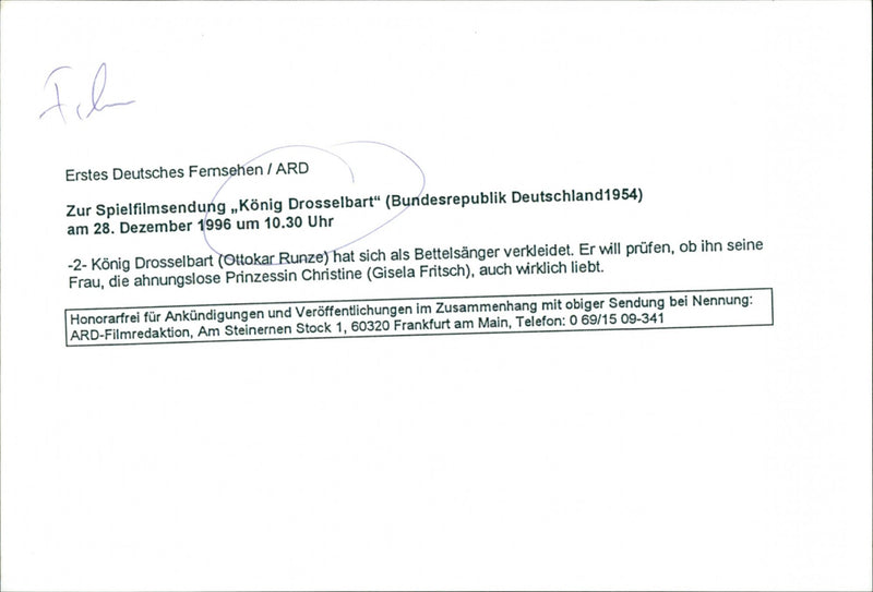 König Drosselbart. - Vintage Photograph