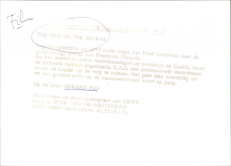 Edward Fox - The Day of the Jackal - Vintage Photograph