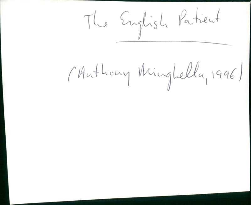 The English Patient - Vintage Photograph