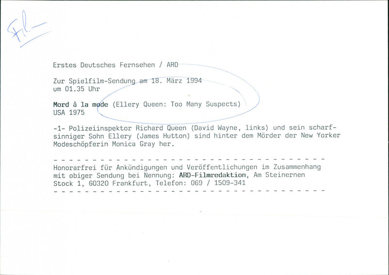 "Ellery Queen" Too Many Suspects - Vintage Photograph