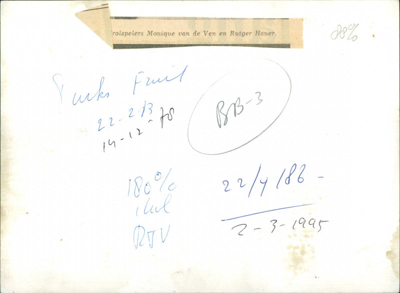 Rutger Hauer and Monique van de Ven - Vintage Photograph