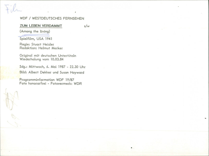 Albert Dekker and Susan Hayward - Among the Living - Vintage Photograph