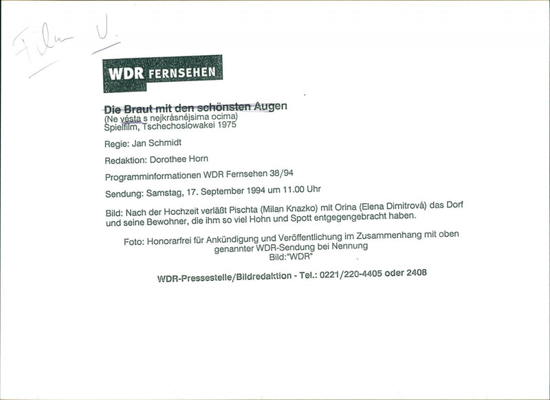 Ne vesta s nejkrasnejsima ocima (The Bride with the Most Beautiful Eyes) - Vintage Photograph