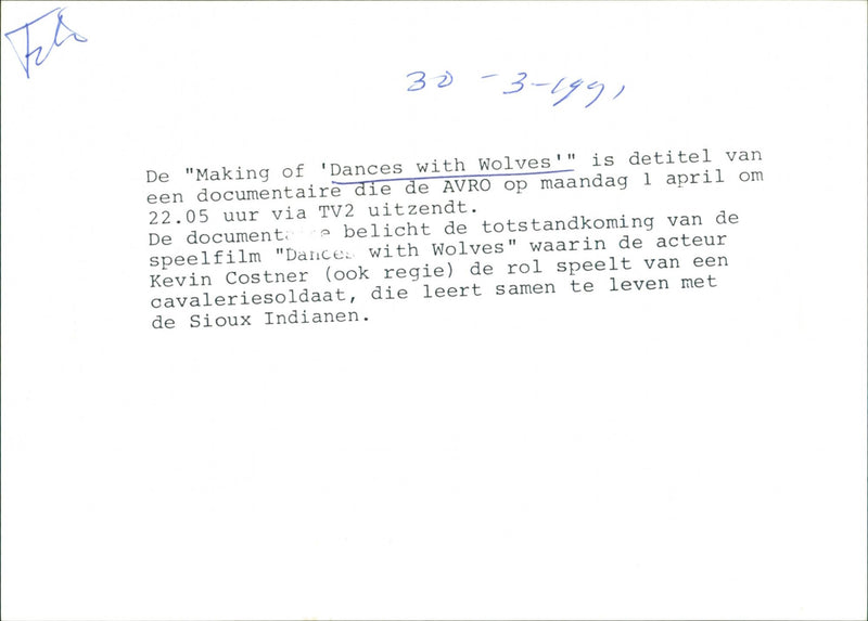 Dances with Wolves - Vintage Photograph