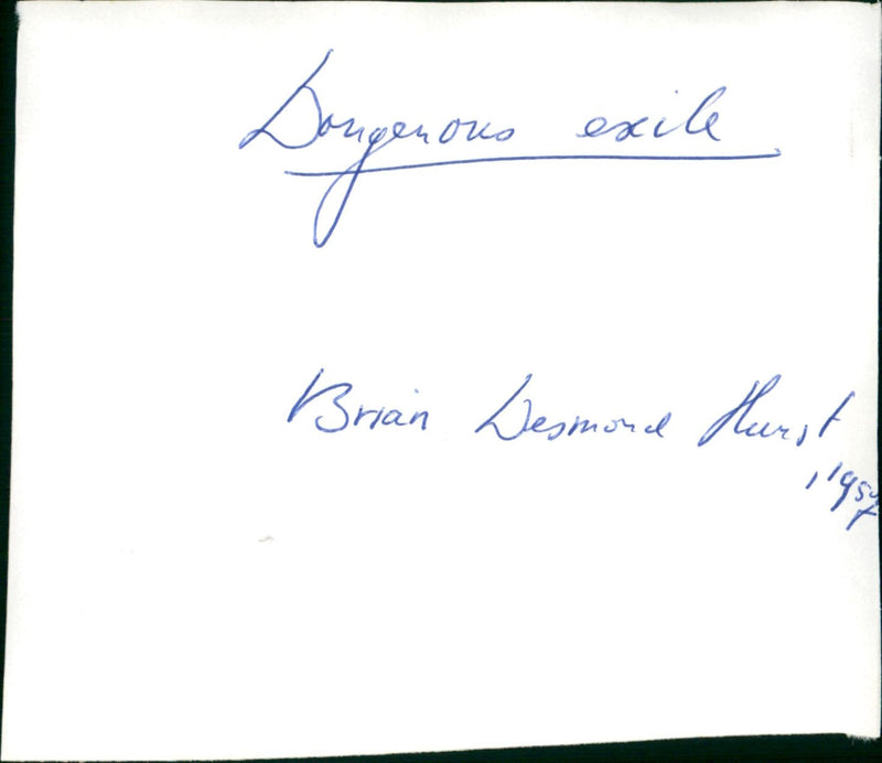 Dangerous Exile - Vintage Photograph