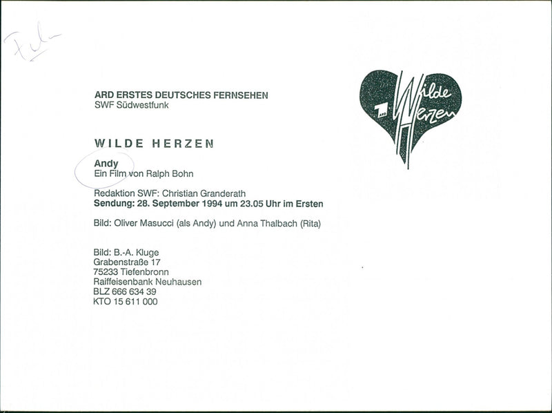 Oliver Masucci and Anna Thalbach - Vintage Photograph