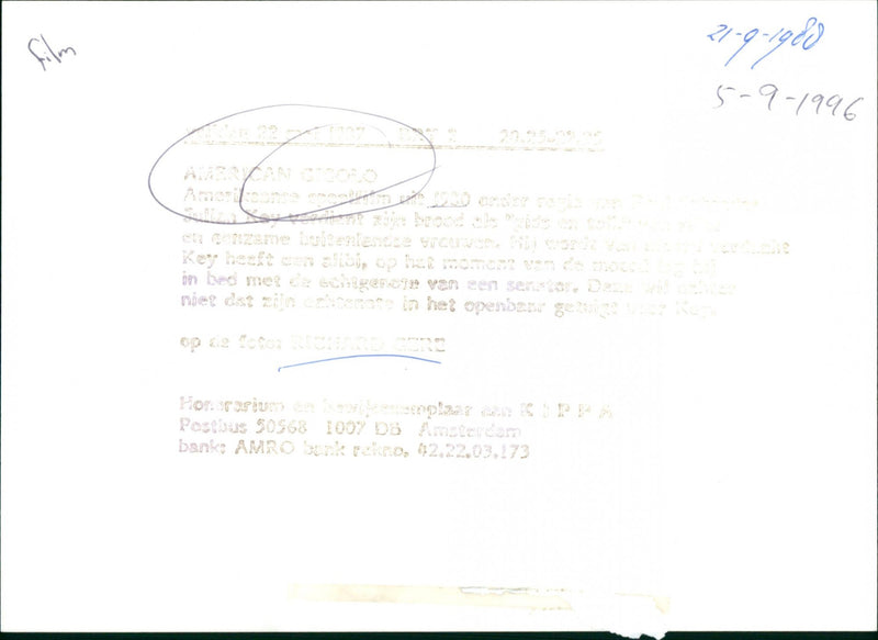 American Gigolo - Vintage Photograph