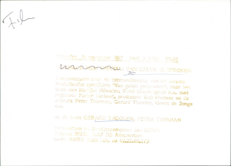 Gerard Thoolen and Peter Tuinman - Van geluk gesproken - Vintage Photograph