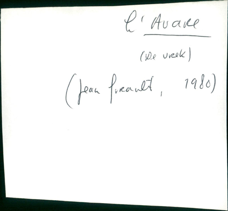 L'Avare - Vintage Photograph