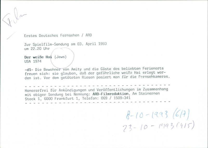 Jaws 1974 - Vintage Photograph