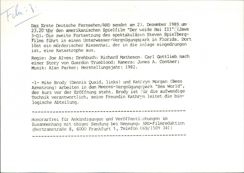 Jaws 3-D". - Vintage Photograph