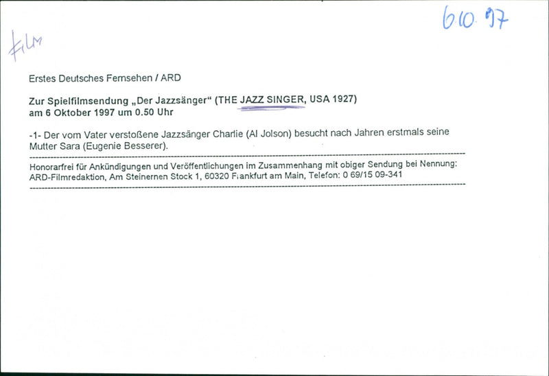 "The Jazz Singer". - Vintage Photograph