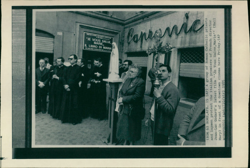 Demonstration against film Je Vous salue Marie - Vintage Photograph