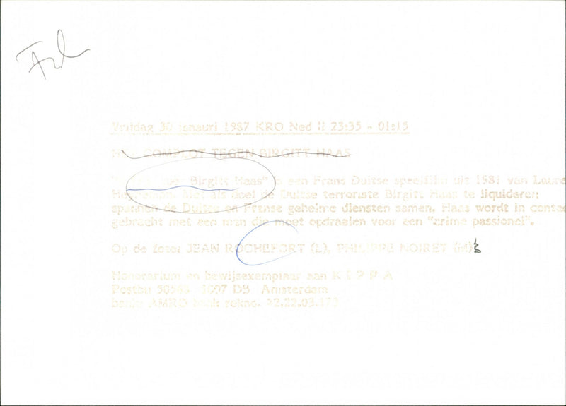 Il faut tuer Birgitt Haas - Vintage Photograph