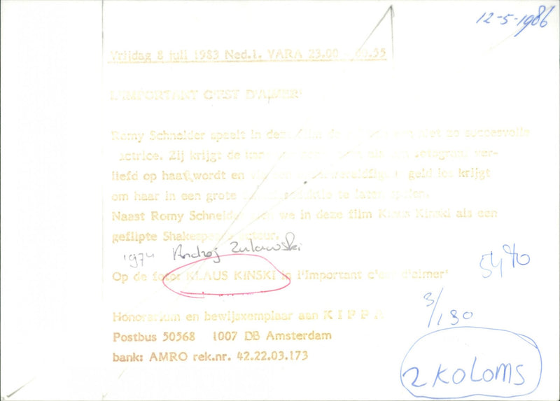 Klaus Kinski - Vintage Photograph