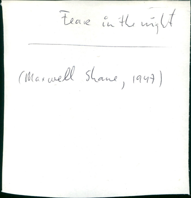 Fear in the Night - Vintage Photograph