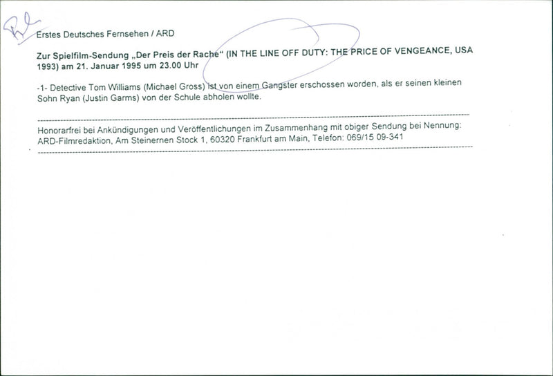 In the Line of Duty: the price of vengeance - Vintage Photograph