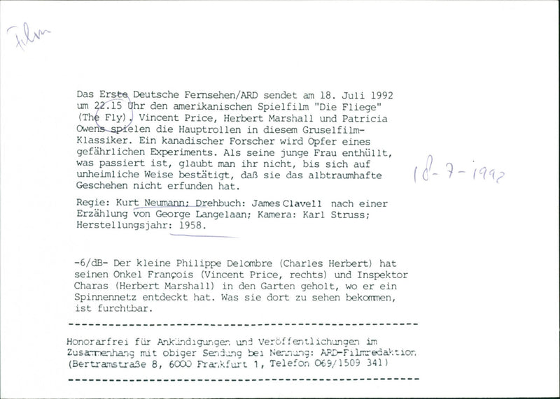 Charles Herbert, Vincent Price and Herbert Marshall - The Fly 1958 - Vintage Photograph