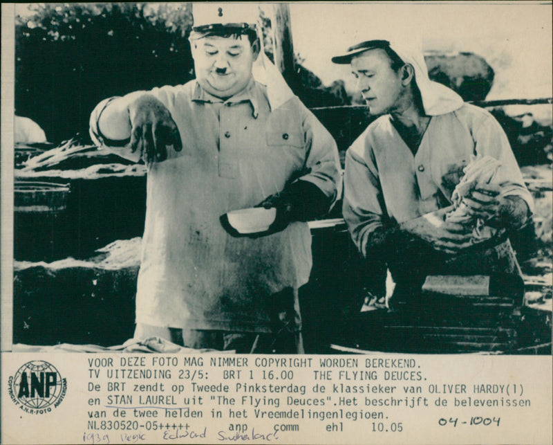 Oliver Hardy and Stan Laurel - The Flying Deuces - Vintage Photograph