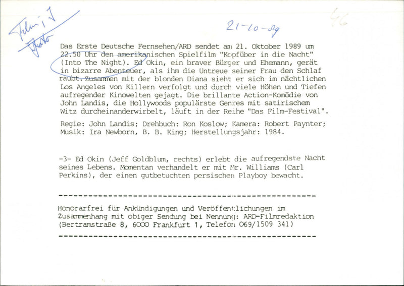 Jeff Goldblum and Carl Perkins - Vintage Photograph