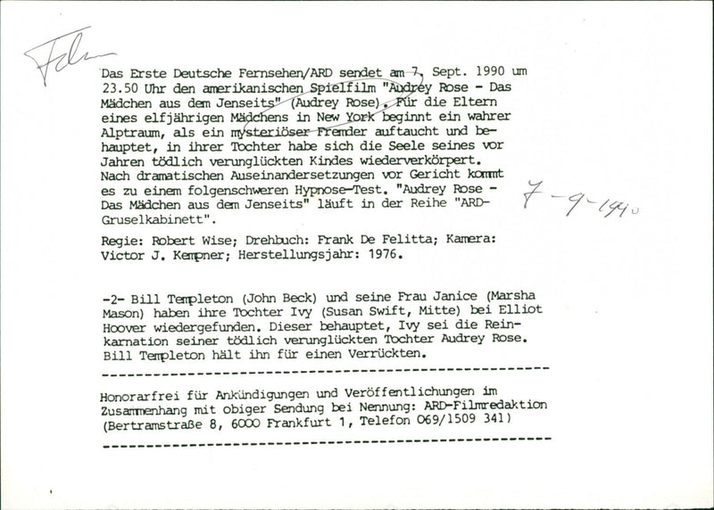 Audrey Rose – das Mädchen aus dem Jenseits - Vintage Photograph