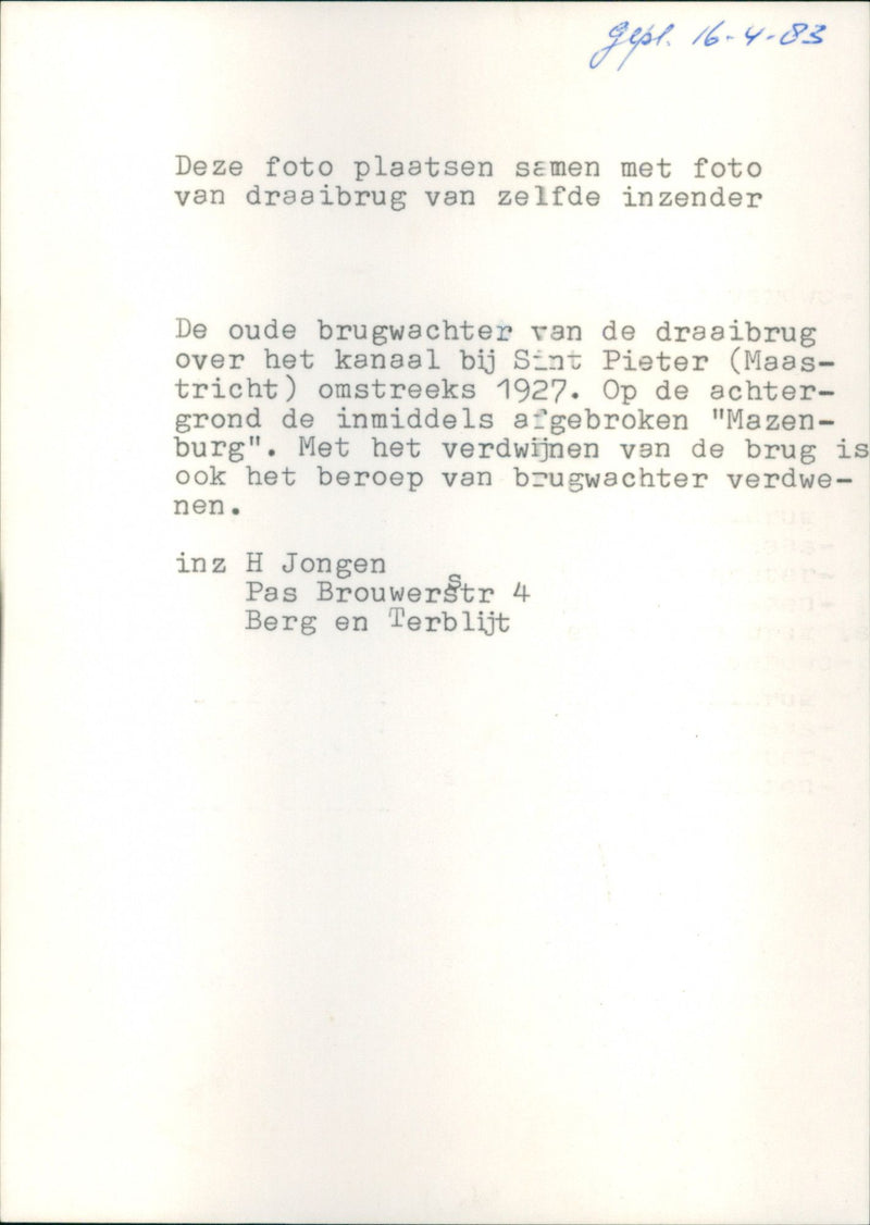 Old bridgeman over the canal at Sint Pieter (Maastricht) - Vintage Photograph