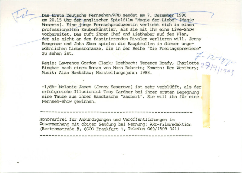 Jenny Seagrove - Magic Moments - Vintage Photograph