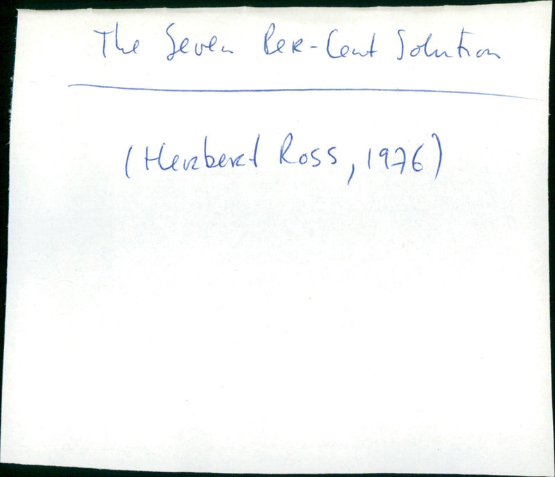 The Seven-Per-Cent Solution - Vintage Photograph