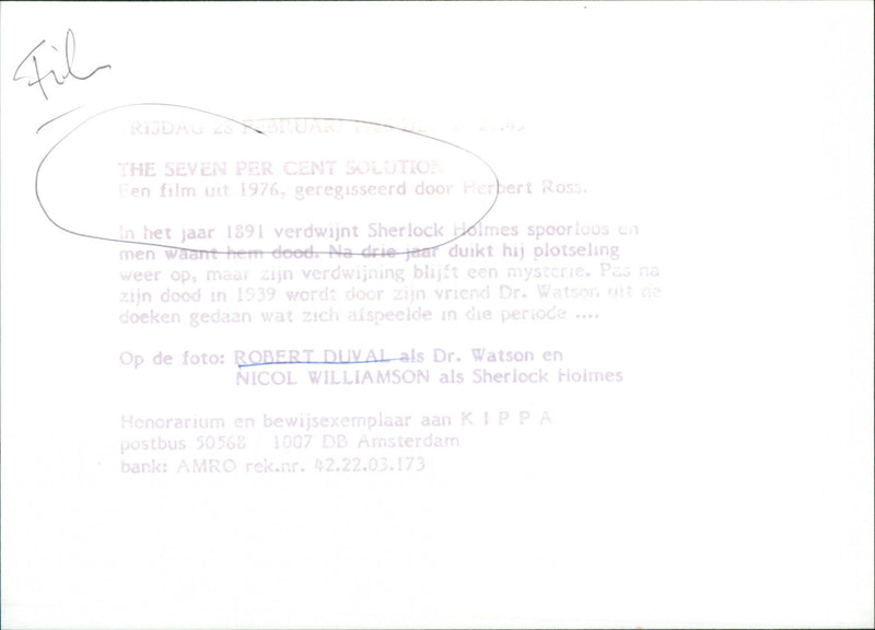 Robert Duvall and Nicol Williamson - The Seven-Per-Cent Solution - Vintage Photograph