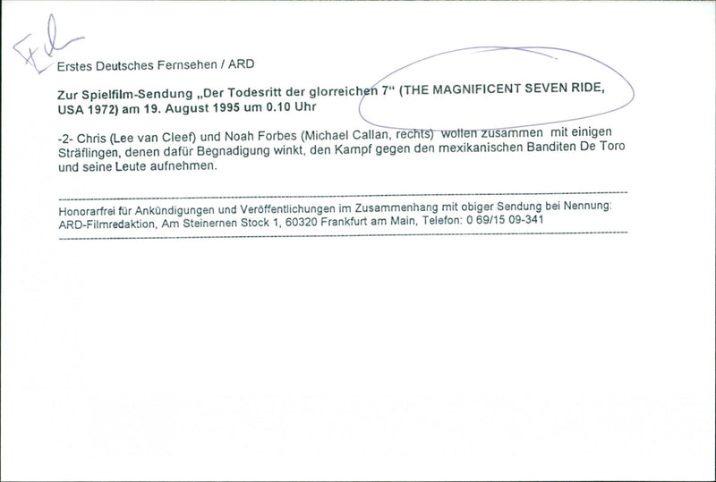 Lee van Cleef and Michael Callan - The Magnificent Seven Ride - Vintage Photograph