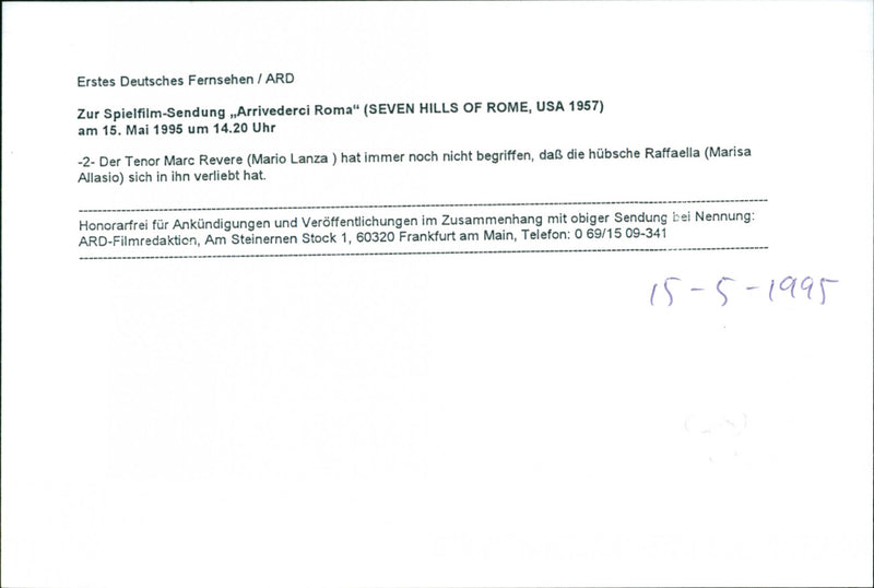 Mario Lanza and Marisa Allasio - Seven Hills of Rome - Vintage Photograph