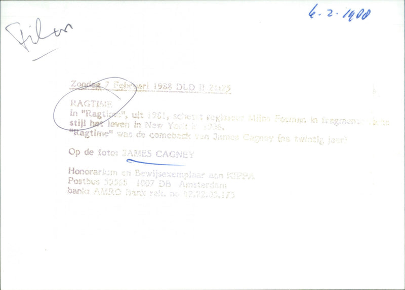 James Cagney - Ragtime - Vintage Photograph