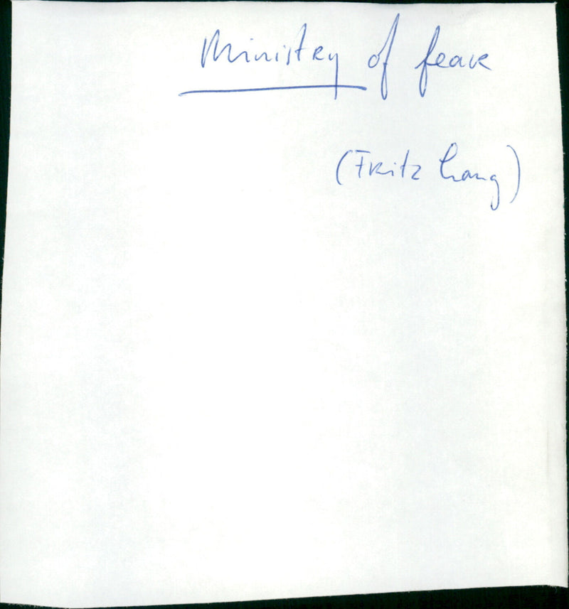 Ministry of Fear - Vintage Photograph