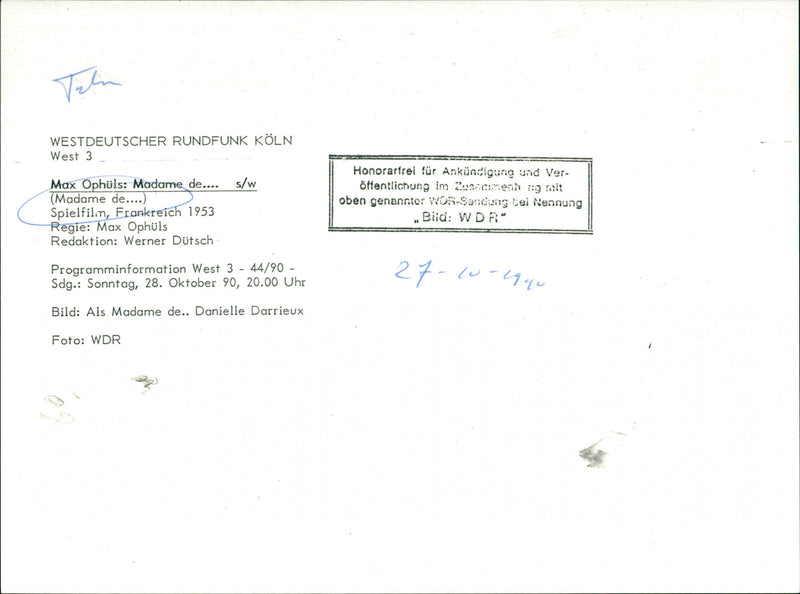 Danielle Darrieux stars in the Max Ophüls film "Madame de..." - Vintage Photograph