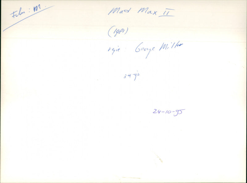 Movie: Mad Max II - Vintage Photograph