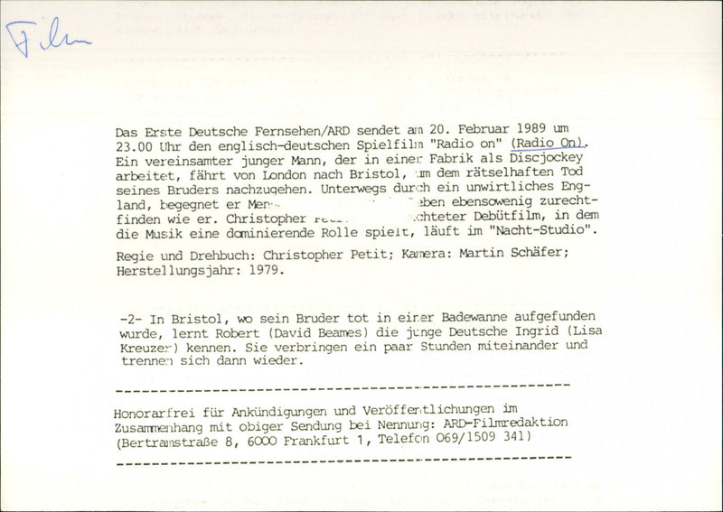 David Beames and Lisa Kreuzer - Radio On - Vintage Photograph