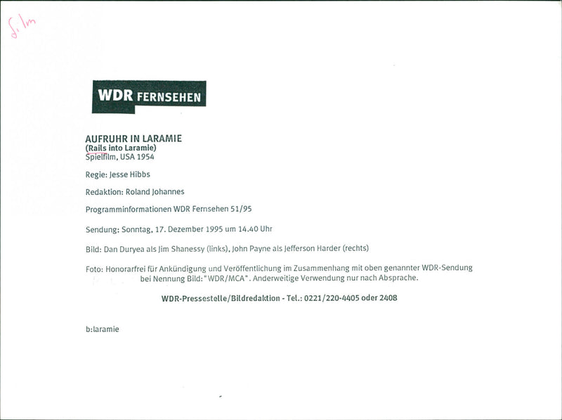 Dan Duryea and John Payne - Rails Into Laramie - Vintage Photograph