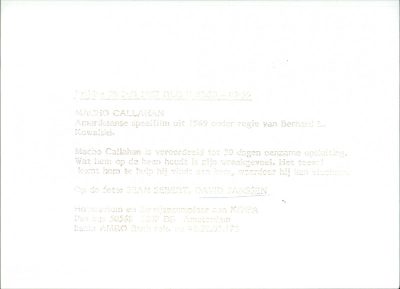 1970 MOVIE: Macho Callahan - Vintage Photograph