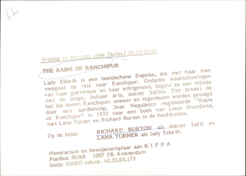 Richard Burton and Lana Turner - Vintage Photograph