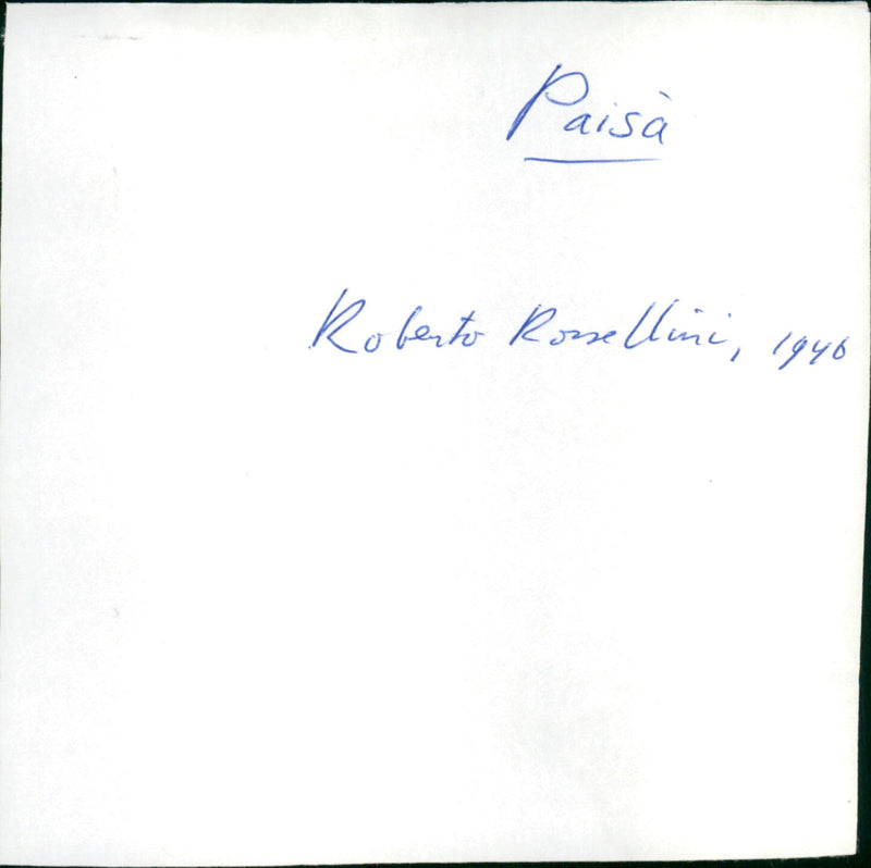 Paisà - Vintage Photograph