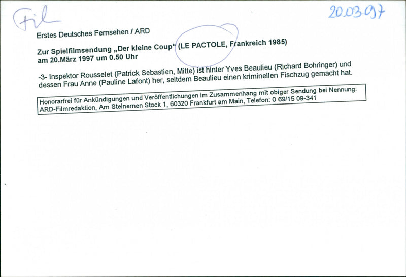 Patrick Sebastien, Richard Bohringer and Pauline Lafont - Le pactole - Vintage Photograph