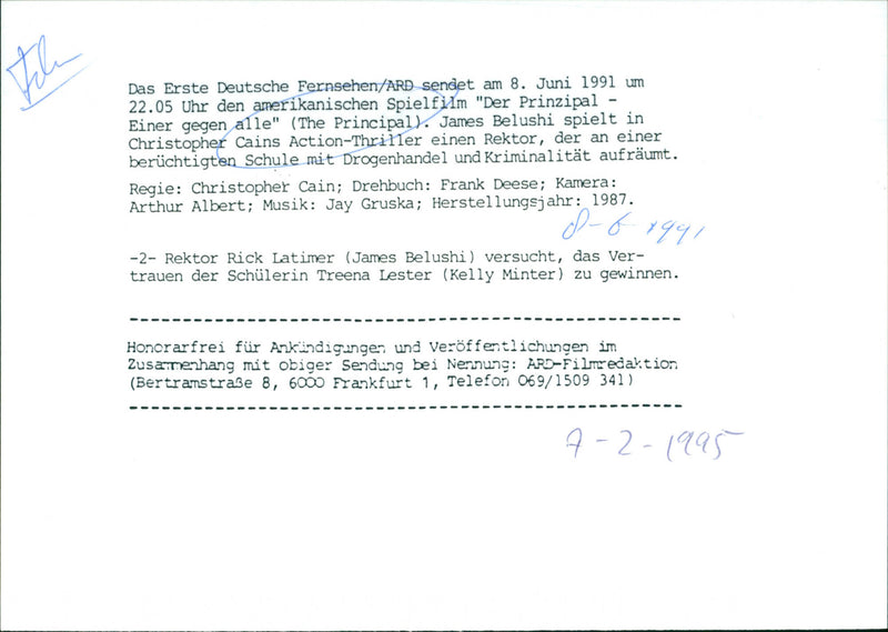 James Belushi and Kelly Minter - The Principal - Vintage Photograph