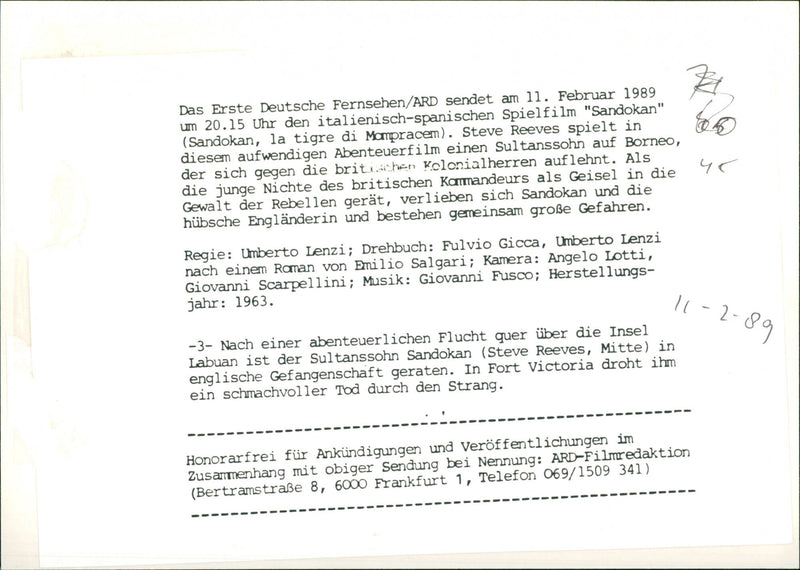 Sandokan the Great: Sandokan, la tigre di Mompracem 1963 - Vintage Photograph