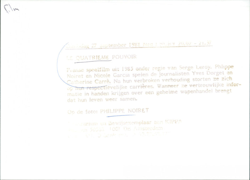 Philippe Noiret - Le Quatrième Pouvoir - Vintage Photograph