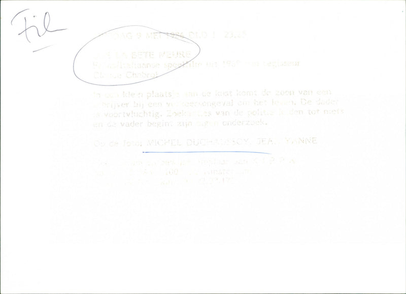 Michel Duchaussoy and Jean Yanne - Que la bête meure - Vintage Photograph