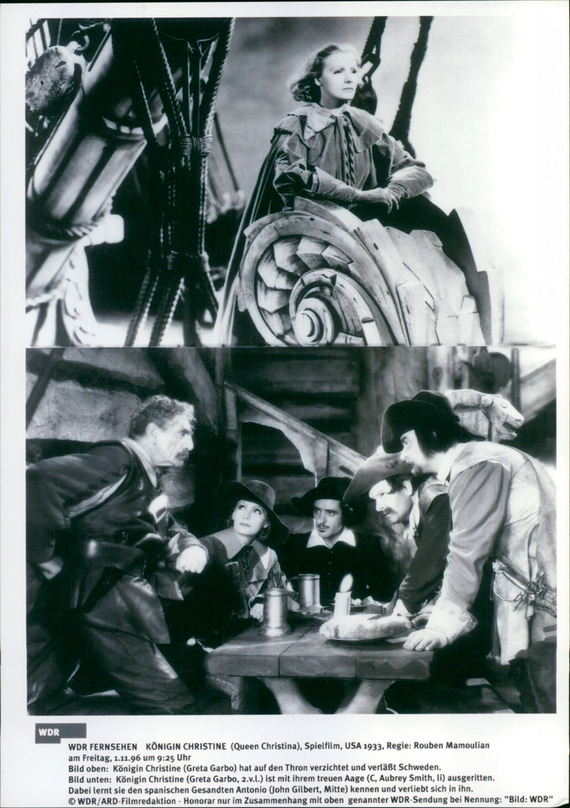Greta Garbo, C. Aubrey Smith and John Gilbert - Queen Christina - Vintage Photograph