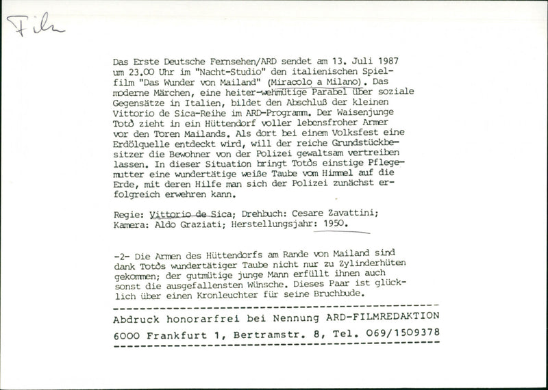 Miracolo a Milano - Vintage Photograph