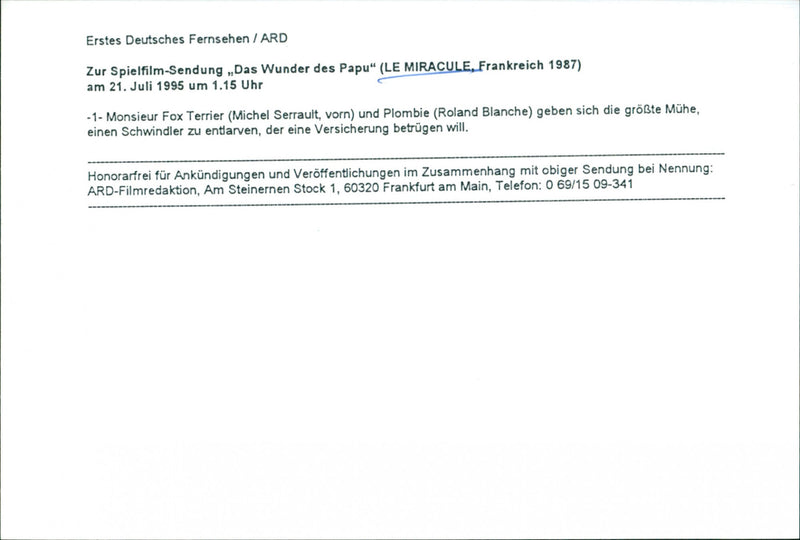 Michel Serrault and Roland Blanche - Le Miracule - Vintage Photograph