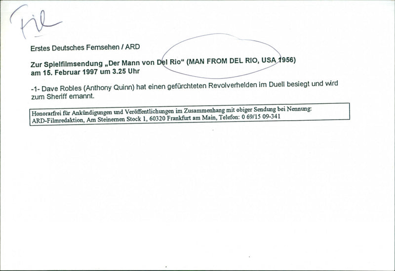 1956 MOVIE:  "Man From Del Rio." - Vintage Photograph